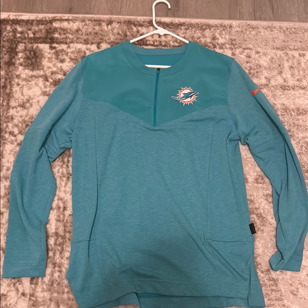 Large Nike Aqua Miami Dolphins On-Field Quarter-zip